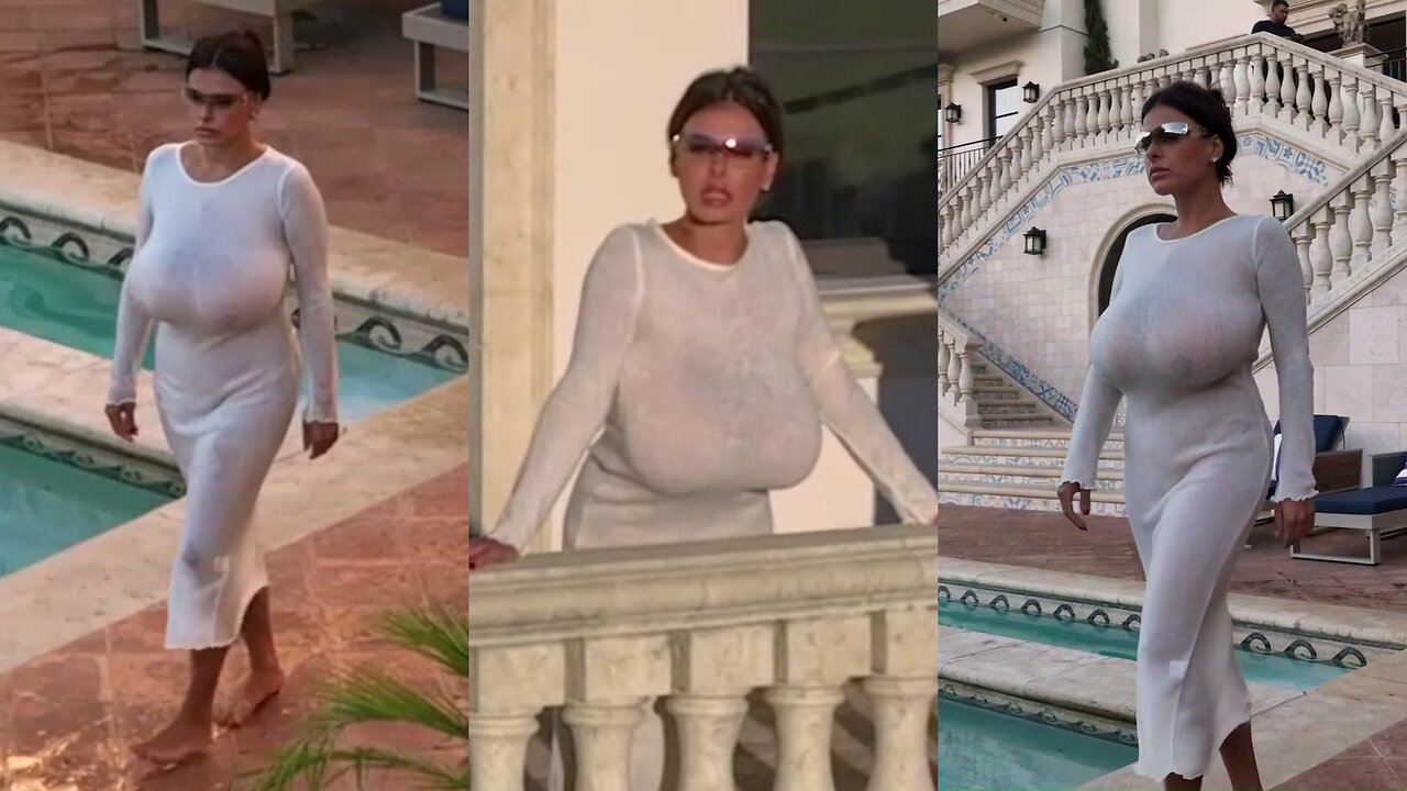 Luxurious vacation with model Wendy Fiore - Pool in the castle