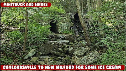 Minitruck ride, ebikes from Gaylordsville to New Milford, tunnel, Jesse's Ice Cream