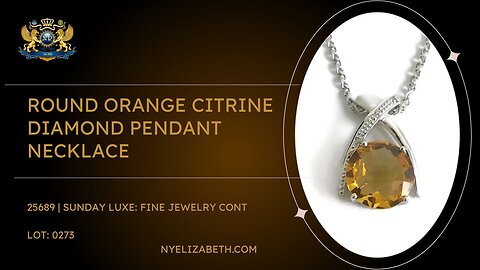 ROUND ORANGE CITRINE DIAMOND PENDANT NECKLACE