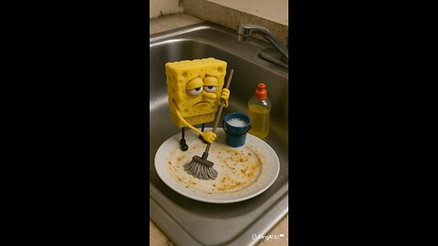 spongebob washing dishes 😱😱😱