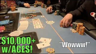 Opponent Overbets And I Have ACES In $10,000+ Pot!! Must See! Poker Vlog Ep 259