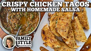 Crispy Chicken Tacos with Salsa on the Blackstone Griddle