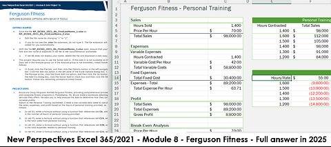 New Perspectives Excel 365/2021 | Module 8: SAM Project 1b | Ferguson Fitness (Update 2025)