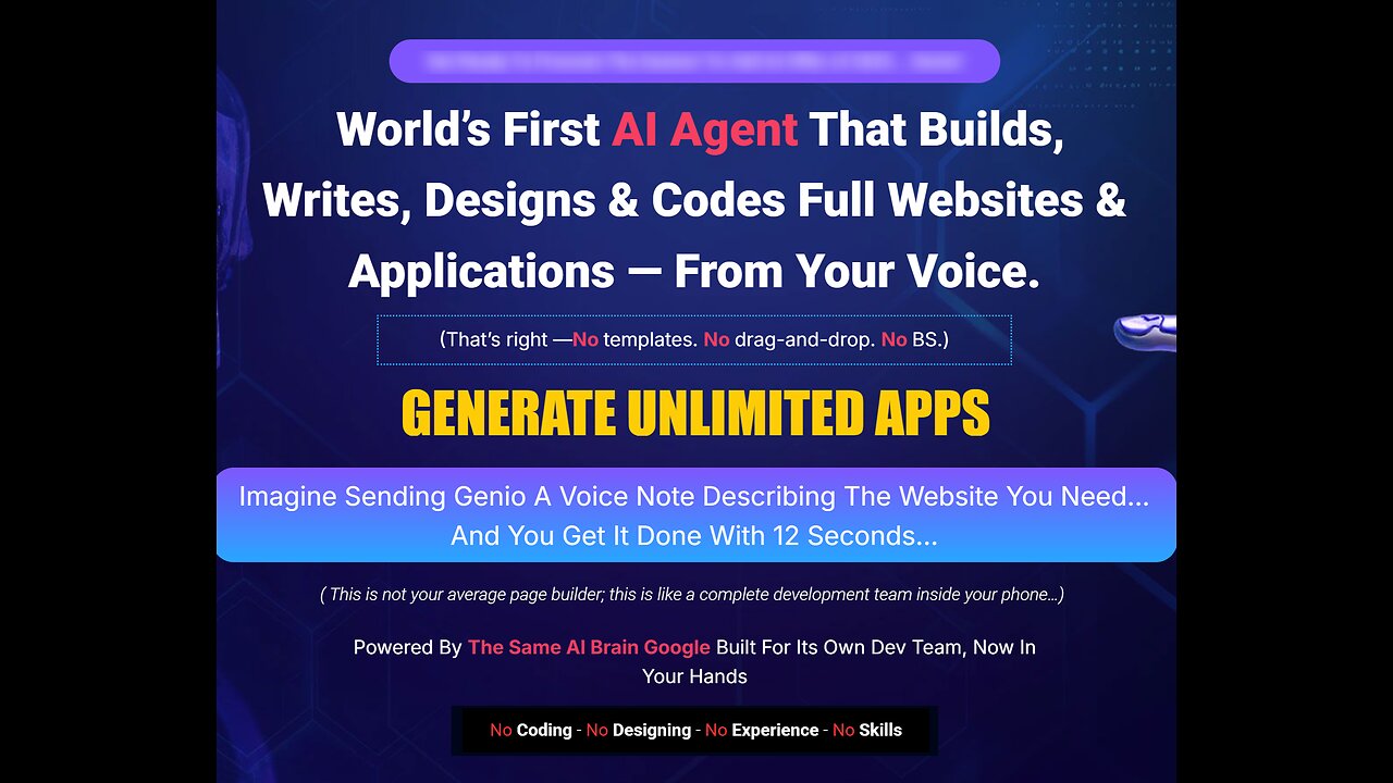 Exploring Genio: AI Agent That Crafts, Writes, Designs, & Codes Websites & Apps Using Your Voice