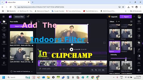 Add The Indoors Filter In Clipchamp