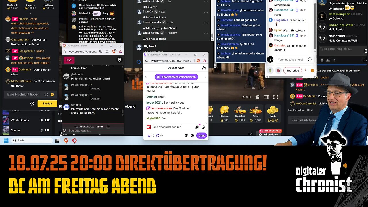 Aufzeichnung vom 18.07.25 Direktübertragung! DC am Freitag Abend