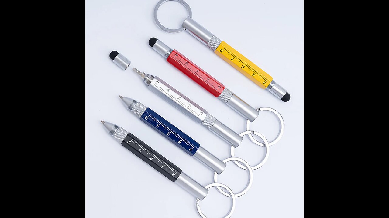 Portable Multifunction Tool Ballpoint Pen, with Ruler, Spirit Level, Screwdriver, Capacitive Stylus