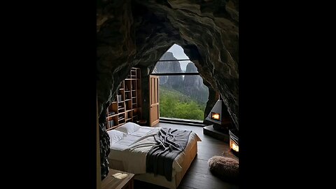 cozy room in rainy day