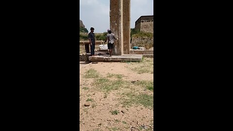 climbing on column