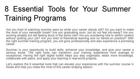 8 Essential Tools for Your Summer Training Programs