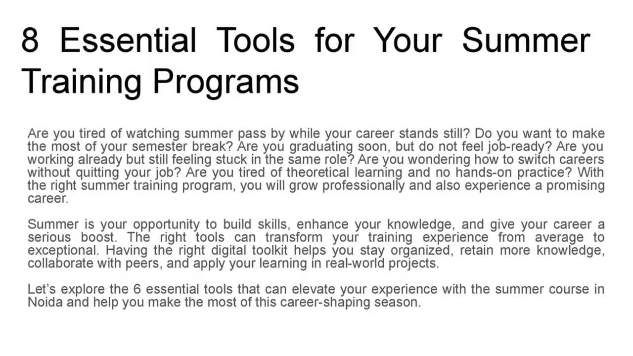 8 Essential Tools for Your Summer Training Programs