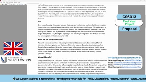 Client Work ( Project Proposal) | CS6013 Intrusion Detection & Prevention| University of West London