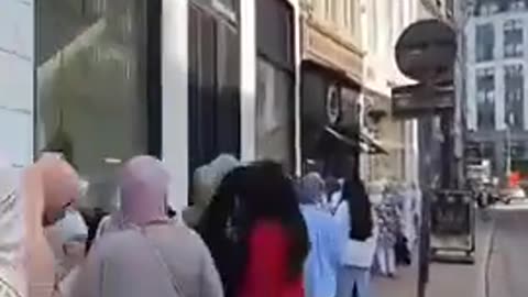 This is the line for the opening of their new store in Antwerp, Belgium