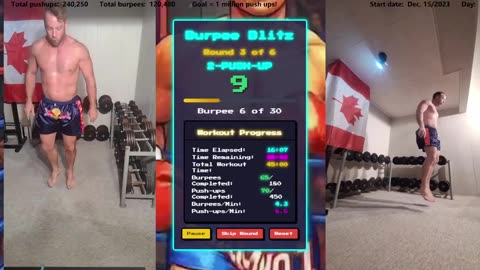 Everyday 450 push ups and 180 Burpees!