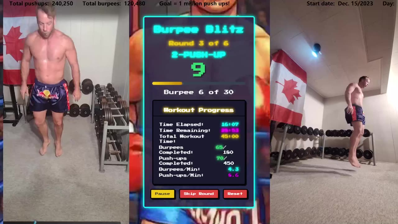 Everyday 450 push ups and 180 Burpees!