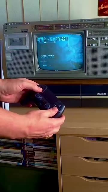 A PlayStation 5 was plugged into a 1980s boombox TV and it actually worked.