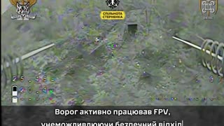 Incoming Ukrainian Drone is Deflected by Another Directly in Front of Russian Bunker