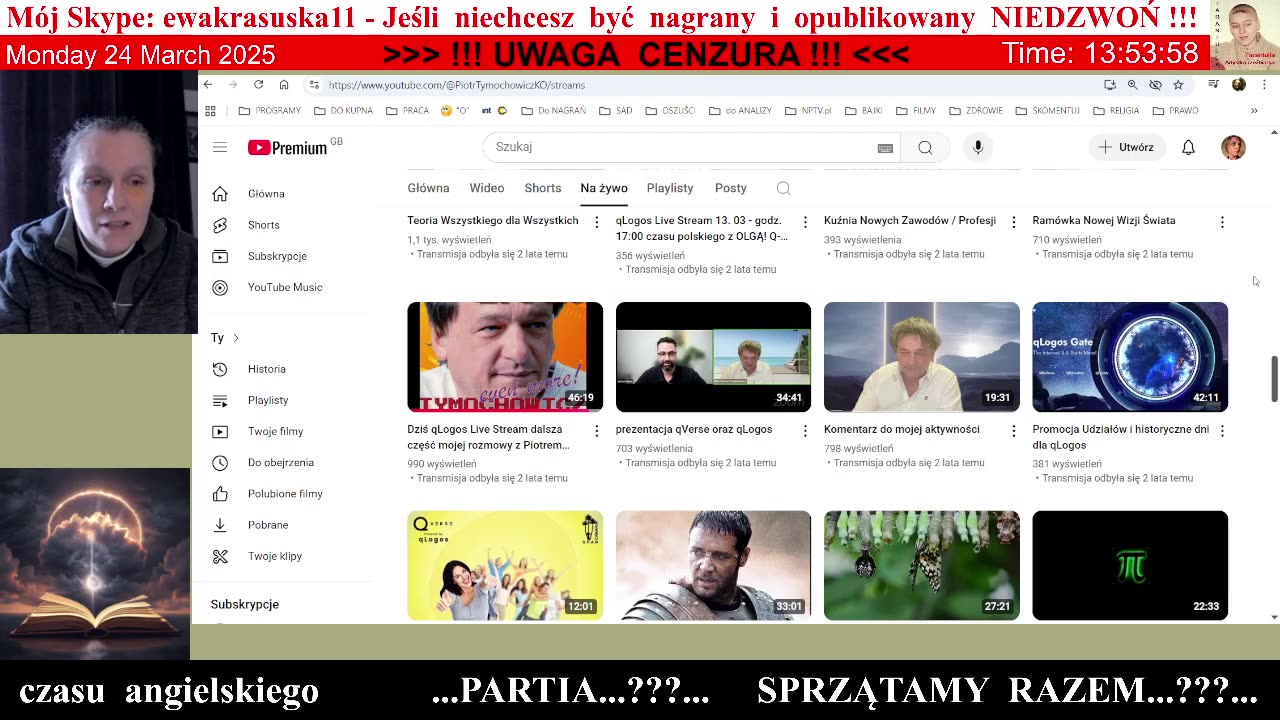 5036 - Piotr Tymochowicz na YouTube zniknął kanał qLogos - Uczciwość zawiodła.???. 👮♀️ 24.03.2025