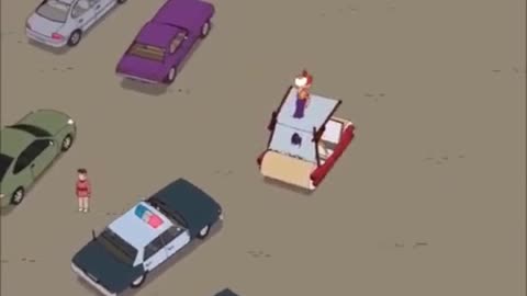 Fred Flintstone on a car chase