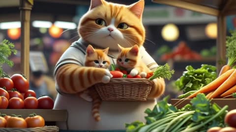 Orange cat cooking Orange cat with kittens ai orange cat kittens video orangecats kittens ai