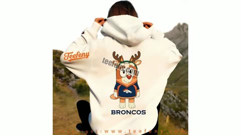 Denver Broncos Bluey Bingo Reindeer Christmas Shirt Cotton