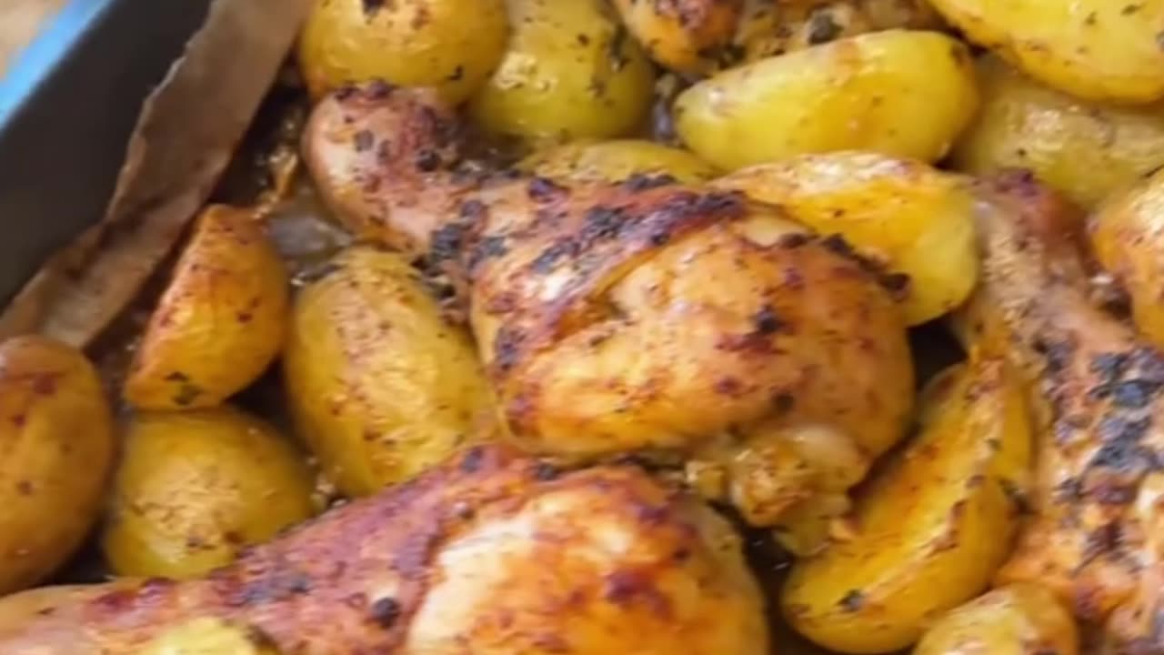 pan baked chicken and potato dish
