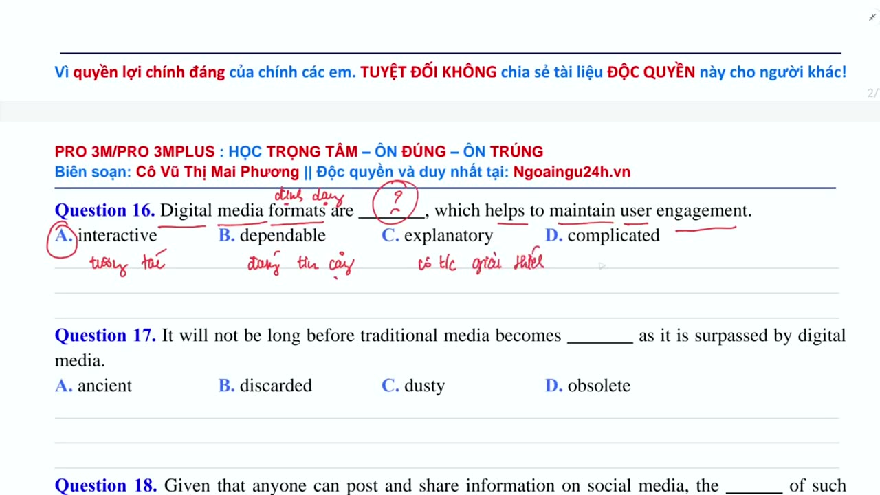 23. Bài 12 Từ vựng chuyên sâu Chủ đề The world of mass media
