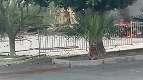 Apparent video shows vehicle on fire in area of explosion at American Reproductive