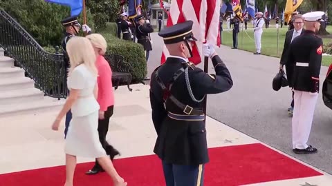President of the European Commission Ursula von der Leyen (@vonderleyen) arrives at the White House
			
