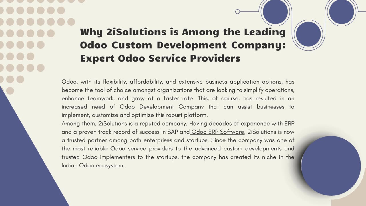 Why 2iSolutions is Among the Leading Odoo Custom Development Company in India