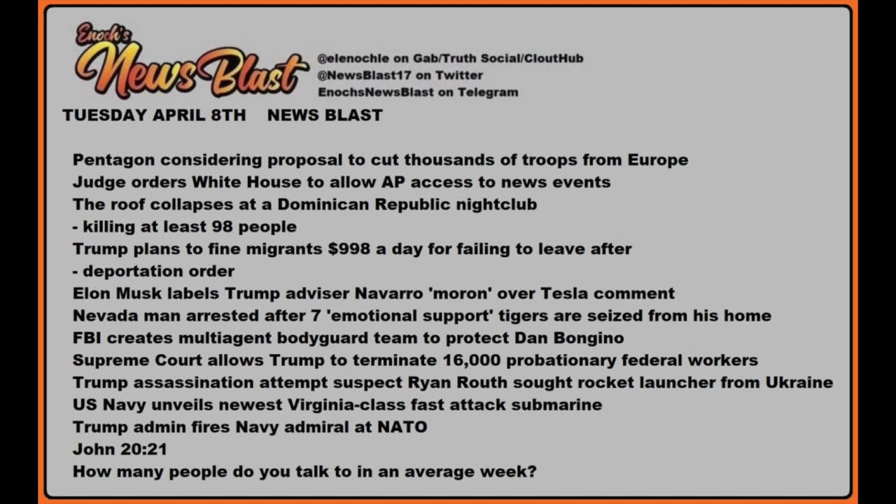 Tuesday, April 8, 2025 News Blast