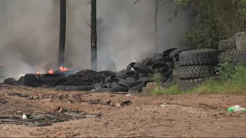 Highway 69 back open after massive tire fire raged for hours, air quality being monitored.