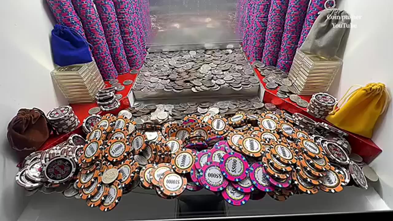 5 Quarter Challenge Massive Tower gets Stuck on edge high limit coin pusher