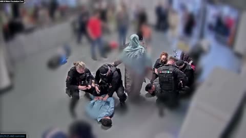Bodycam footage of alleged assault on police at Manchester Airport shown to jury