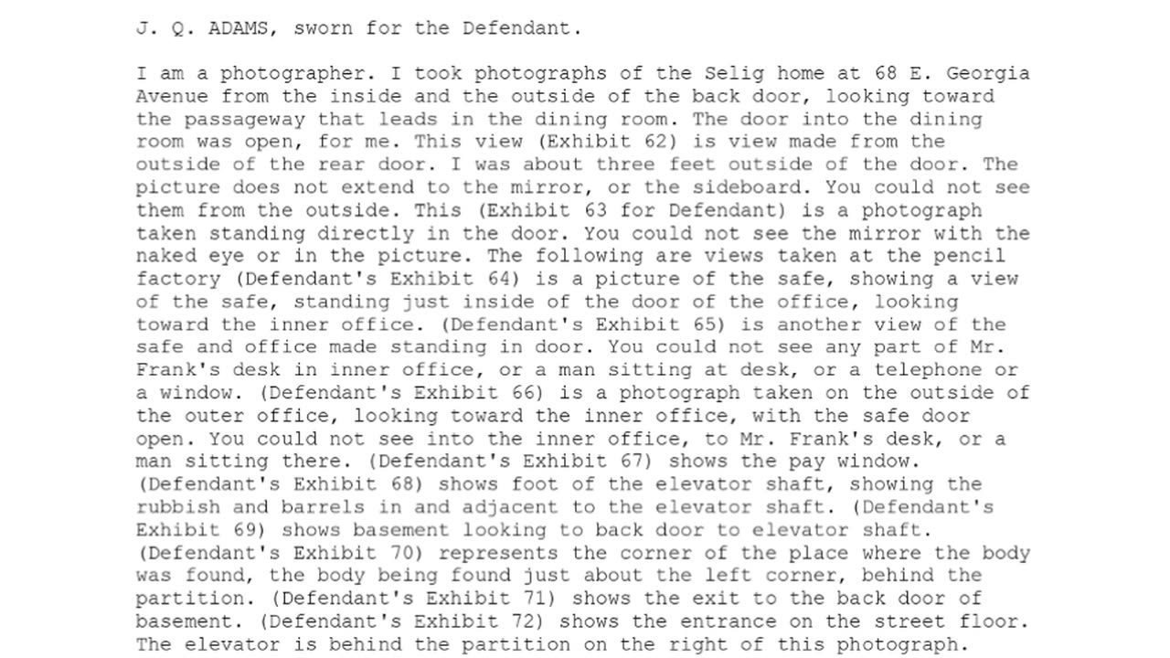 J Q ADAMS, Sworn In For The Defendant, 107th To Testify