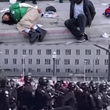 Woman drives her motorcycle into police in Los Angeles