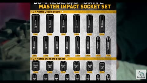 3/8'' Drive Impact Socket Set - 50-Piece Shallow & Deep Socket Set Metric and St