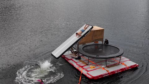 Friends Built a Floating Water Trampoline