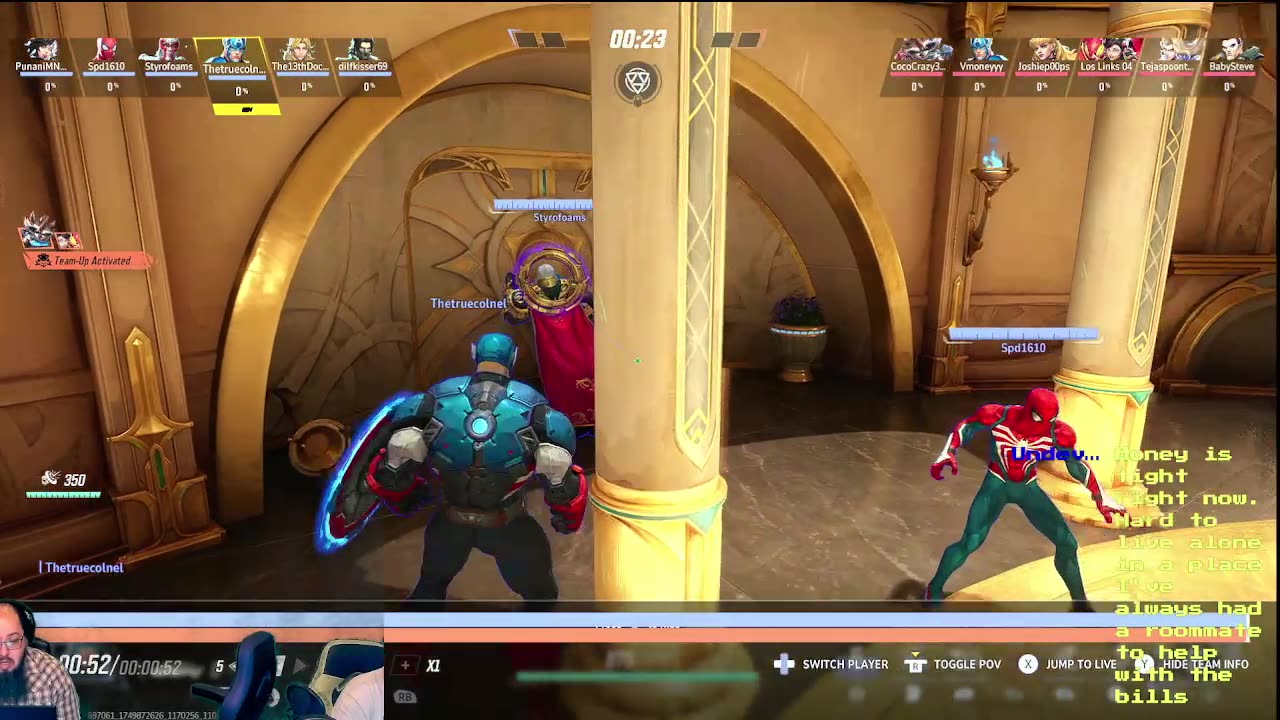 Marvel Rivals with a mostly full squad