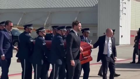Vice President Vance Escorts Charlie Kirk's Casket To Air Force Two