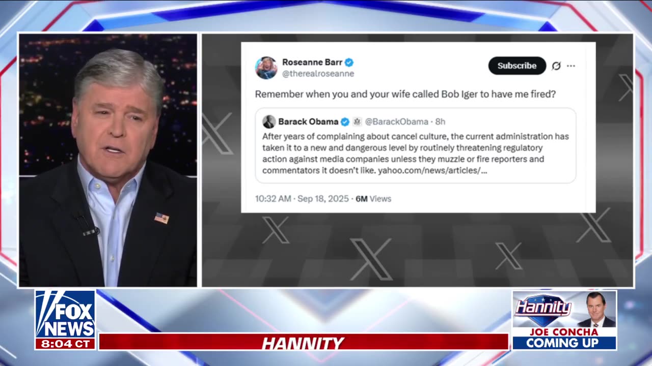 Hannity Left’s hypocrisy on ‘full display’ after Kimmel suspension.