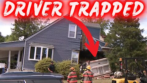 DRIVER TRAPPED. Dump TRUCK CRASHES into HOME! BREAKING NEWS.