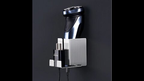 Stainless Steel Electric Shaver Holder_Rack with Self-Adhesive Hanger & Charging Hole