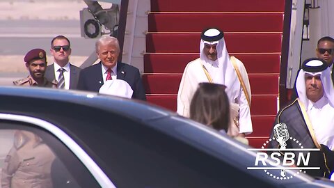 WATCH: President Trump disembarks AF1 in Doha, Qatar, and is greeted by Emir of Qatar - 5/14/25