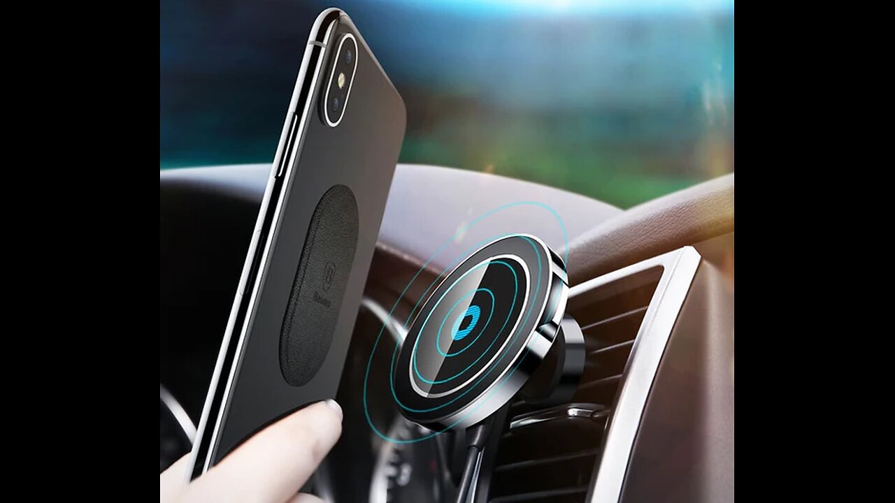 Sleek 360° Magnetic Car Mount with QI Wireless Charging