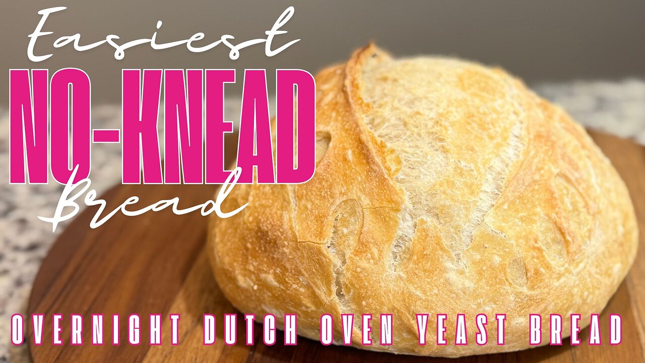 Easiest No-Knead Bread Ever! Overnight Dutch Oven Recipe - Crusty Yeast Bread - Not Sourdough