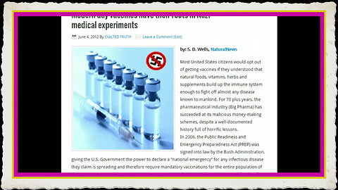 Biowarfare Tests On The Public And The Nazi Roots Of Vaccinations