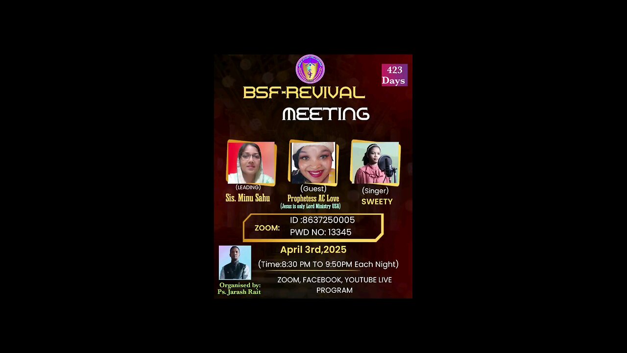 Join us April 3rd for a powerful move of God.🔥🔥🔥🔥