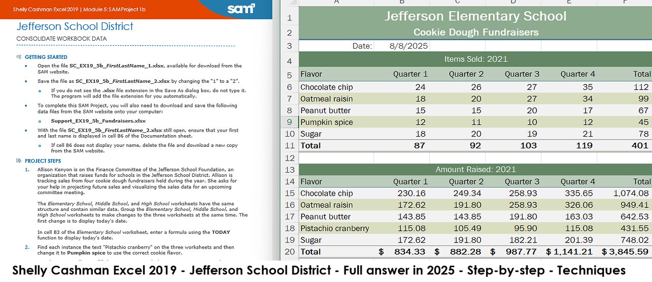 Shelly Cashman Excel 2019 | Module 5: SAM Project 1b | Jefferson School District (Update 2025)