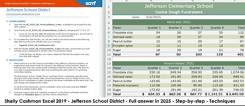 Shelly Cashman Excel 2019 | Module 5: SAM Project 1b | Jefferson School District (Update 2025)